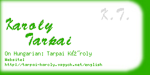 karoly tarpai business card